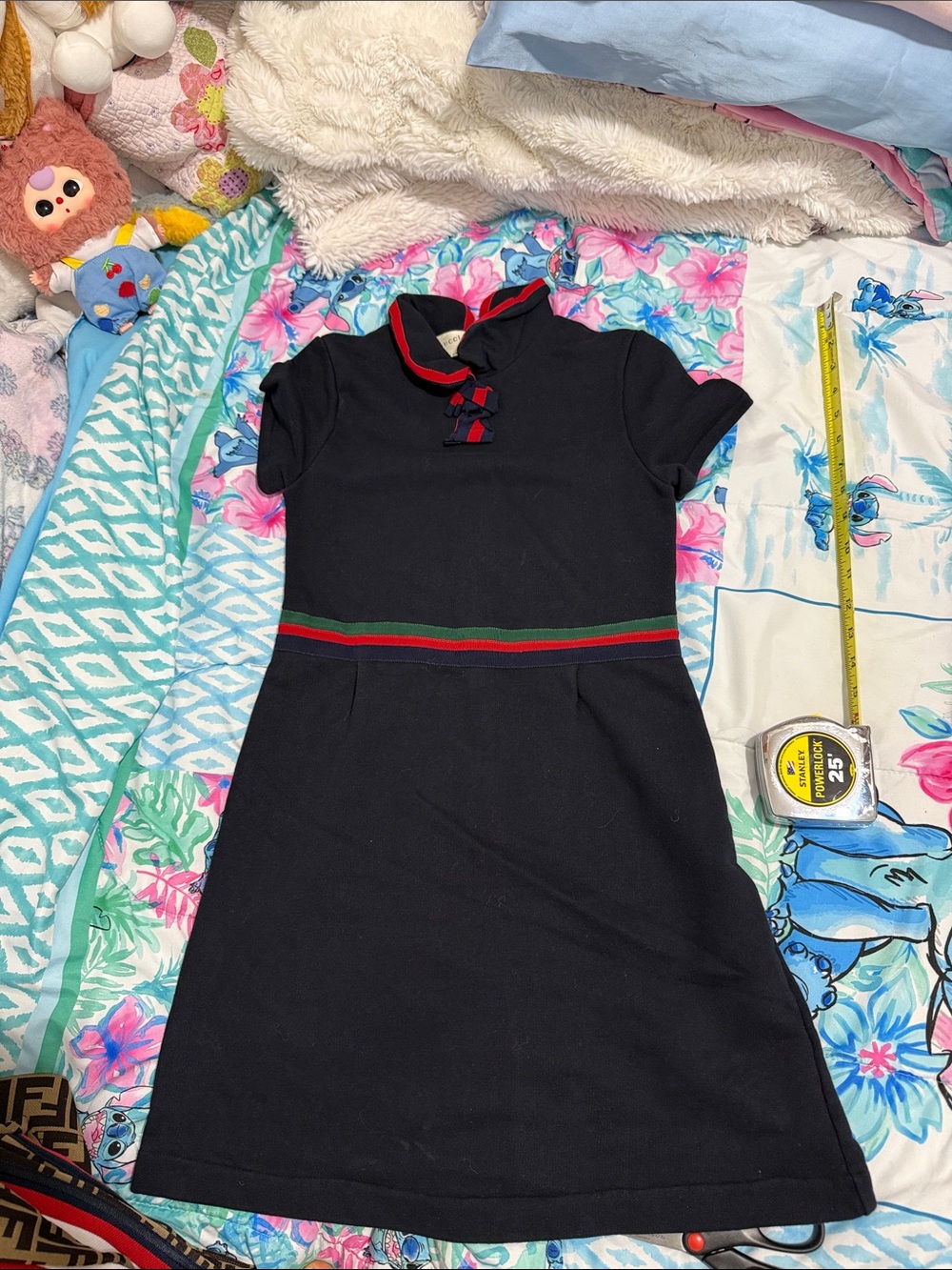 Gucci Navy Short Sleeve Polo Dress with Red Trim size 12